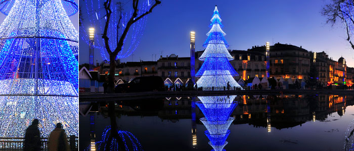 Leblanc Illuminations lights-up the city of Montpellier with a non-standard illuminated fir tree: 20m high.